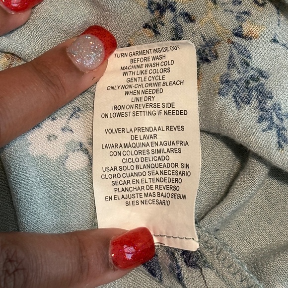 Green Floral Print Tie Blouse - Picture 5 of 10